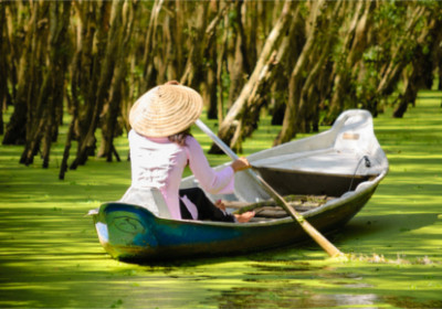 Ruderboot im Mekong Delta