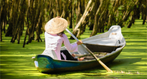 Ruderboot im Mekong Delta