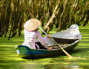 Ruderboot im Mekong Delta