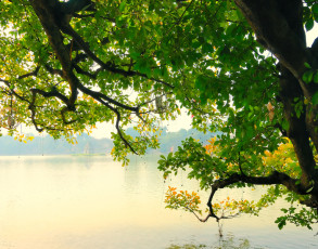 Romantischer Blick auf den Hoan Kiem See Hanoi